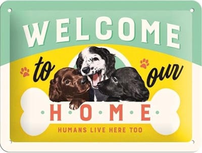 Welcome to our Home Metalen wandbord in reliëf 15x20 cm