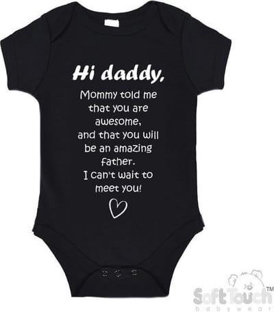 100% katoenen Romper met Tekst "Hi daddy, mommy told me that you are awesome," - Zwart/wit - Maat 62/68 Zwangerschap aankondiging - Zwanger - Pregnancy announcement - Baby aankondiging - In verwachting