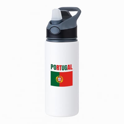 Hacebo® - Portugal vlag waterfles met rietje zwart - Portugal - reizigers - verjaardagscadeau - souvenir - vakantie - kado - gift - geschenk - water fles - 650ML
