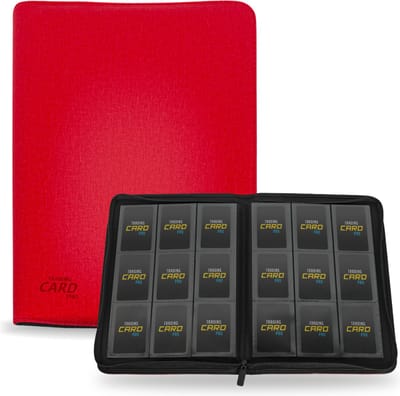 TradingCardPro - Premium verzamelmap voor 360 Kaarten - Binder Map voor Kaarten - 9 Pocket - Luxe Card Binder met Ritssluiting - 20 Pagina's - A4 Formaat - Rood