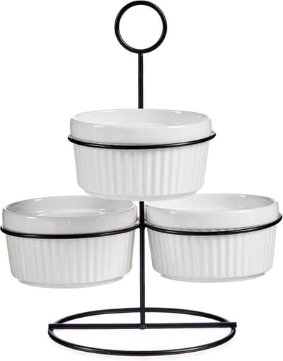 Vessia sausjes kommetjes/serveer schaaltjes in standaard - wit - keramiek - set 3x stuks - D10 cm - eettafel