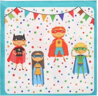 10x 20 Servetten 3-laags 1/4 vouw 33 cm x 33 cm Superhero