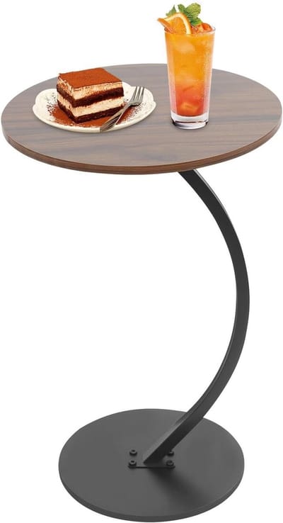 Ronde bijzettafel - Koffietafel C-vorm - Woonkamer Meubel - Stabiele pads - 40 x 60 cm - Walnootkleurig