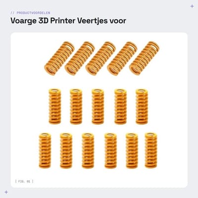 Veren Licht Belasting - Compatibel met 3D Printers - Stabiele Printbed - M3 - Pack van 16 - Metalen Materiaal - 3D Printer Veren