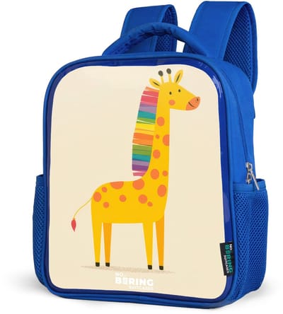 NoBoringSuitcases.com® - Rugzak blauw - Schooltas jongens - Giraffe op een beige achtergrond - Kinder rugtas jongen - Boekentas kind - Kinderrugzak voor school - Schoolrugzak