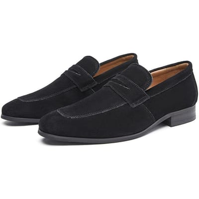 Mocassins d'été Nouveaux Style Japonais Simples Cuir Daim Affaires Formel Chaussures en Cuir pour Hommes Mocassins Britanniques Givrés 43 noir