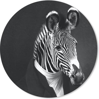 Muismat rond 20x20 cm - Mousepad Schilderij - Zebra - Zwart - Wit - Ronde muismatten