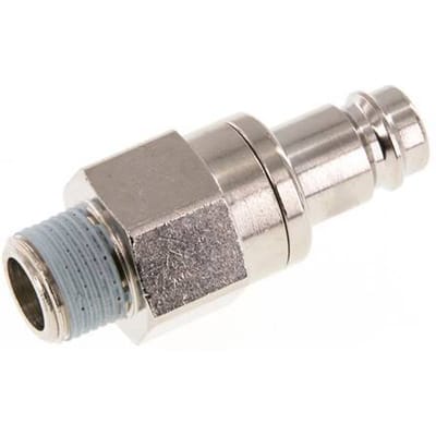 Vernikkeld Messing DN 10 Luchtkoppeling Insteeknippel R 3/8 inch Buitendraad Double Shut-Off - CLP10-M-BN-SV-038