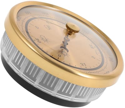 Barometer met Weerindicator - Luchtdrukmeter Hygrometer - Weersvoorspelling Binnen - Multifunctioneel Meetinstrument - 7 cm - Goud