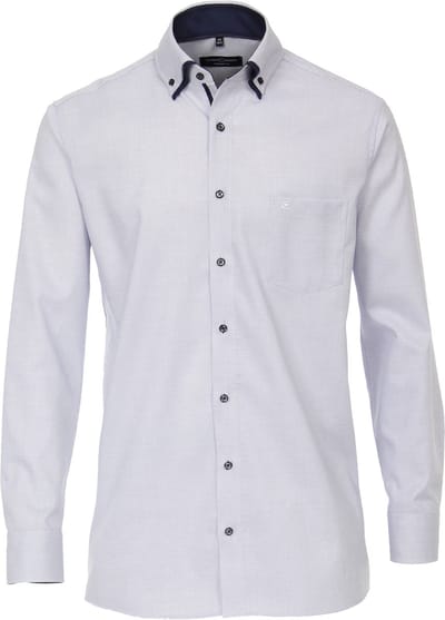 CASA MODA comfort fit overhemd - dobby - blauw - Strijkvrij - Boordmaat: 39 (EU maat: M)