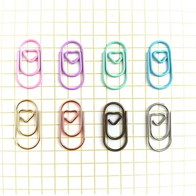 20 mini paperclips mix hartje - papierklem - leuk inpakken - trouwen - trouwkaart -