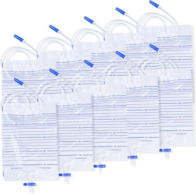 10 stuks 2000 ml urinezakje, katheterzak, beenzak, urinezak bij incontinentie, urinezak met ventiel en T-afvoer
