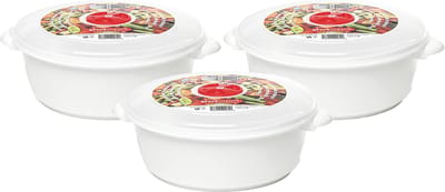 PlasticForte Magnetronschaal - 3x - deksel/ventiel - 2 liter - wit - kunststof - BPA vrij