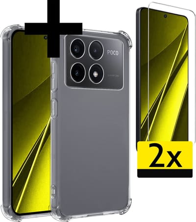 Hoesje - Met Screenprotector - 2 Stuks - Geschikt voor Xiaomi Poco X6 Pro 5G - Sterk & Shockproof - Siliconen Case - Back Cover - Telefoon Hoes - Shock Proof - Telefoonhoesjes - Transparant