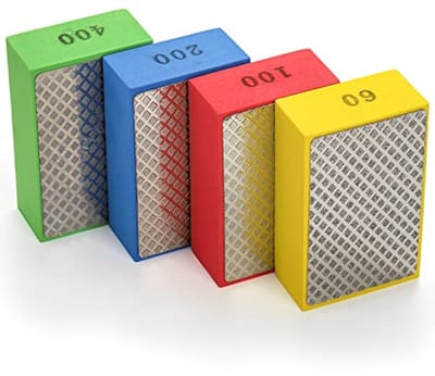 4 Pack Diamant Hand Polijst Pads - Schuurblokken voor Tegels, Graniet, Marmer en Keramisch Glas - 60, 100, 200, 400 Grit