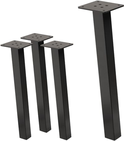 Set van 4 tafelpoten schuin 42 cm donkergrijze look industrieel gemaakt van gepoedercoat staal profiel 4x4cm I-vorm 96° helling ML ontwerp