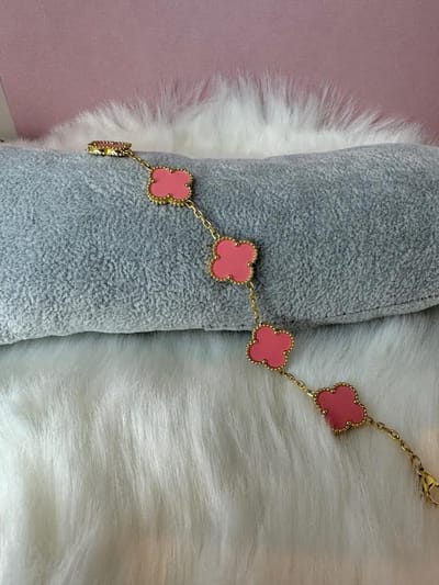 EHH BEAUTY - Donker roze armband - meisjes armband - Sieraad dames - luxe klaver armband - Dark pink - Clover bracelet