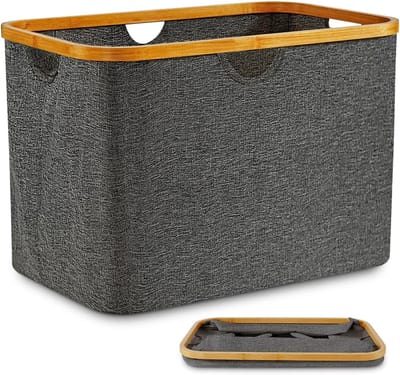 Famanu – Opvouwbare wasmand 68 liter van bamboestof, lichte en ruimtebesparende opbergmand