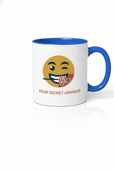 Mok 'Your Secret Admirer' Wenkende Emoji met Roos - Origineel Romantisch Cadeau
