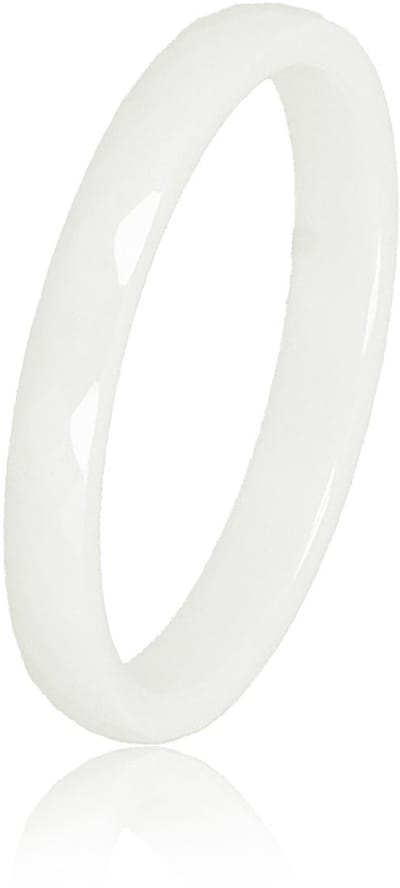 My Bendel - Keramieken Ring Facet Geslepen Soft White 3mm - Keramieken Ring • Facet Geslepen • 3 Mm • Wit - met Luxe Cadeauverpakking | Sieraden Voor Dames | Maat 18.00 Mm / Maat 57