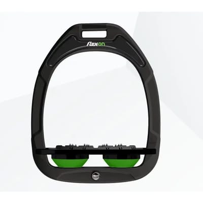 Platte Ultra Grip Stijgbeugels Zwart/Zwart/Groen Flex-On Green Composite