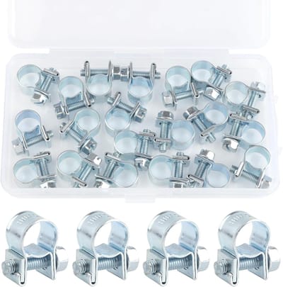 20 Stuks Mini Slangklemmen 8-10mm, Verstelbare Klemmen voor Brandstofinjectie, Hulpstukken voor Slangen en Uitlaatpijpen