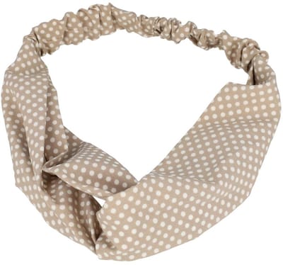 Haarsoires Haarband Twist 5cm – Stippenprint – Beige - Zachte Knoop Hoofdband - Haaraccessoire voor Dames & Meisjes