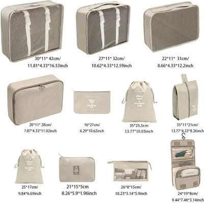Nivard Koffer Organizer Set - Packing Cubes - Compressie - Travel - Compression - Set - Grijs 11 stuks