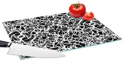 Glazen Snijplank - 39x28 - Patroon - Abstract - Zwart Wit - Snijplanken Glas