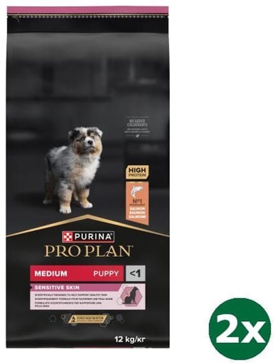 2x12 kg Pro plan puppy medium sensitive skin hondenvoer