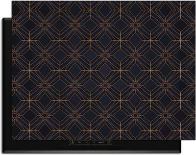 KitchenArt - Midnight Geometry – Inductie Beschermer - 78x52 cm - Kookplaat Beschermer - Luxe Afdekplaat Inductieplaat - Anti-slip & Oprolbaar - Beschermmat Inductiekookplaat