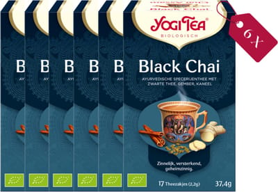Yogi Tea Black Chai - Biologische Kruidenthee met Zwarte Thee, Kaneel, en Gember - Tray van 6 Stuks