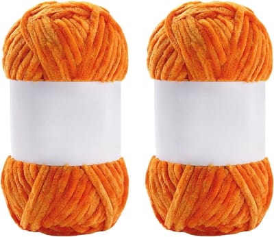 Chenille Garen - Pluizig Garen - Dekens Haken - Zacht Polyester - 2 x 100g - Oranje
