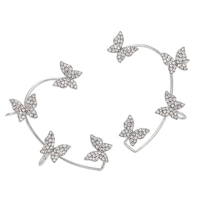 Goudkleurige oorbellen voor dames – oorhangers met vlinder design – set met strass details