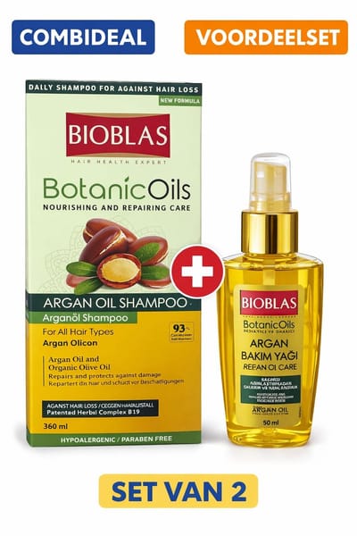 Bioblas BotanicOils Argan Oil Shampoo 360 ml + Argan Verzorgingsolie 100 ml – Voordeelset (Set van 2)
