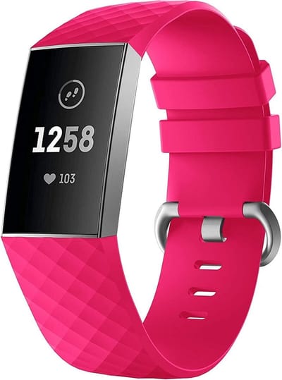 New Age Devi - Schubben Siliconen Bandje - Sportbandje - Geschikt voor Fitbit Charge 3 4 - Maat ML - In de kleur roze