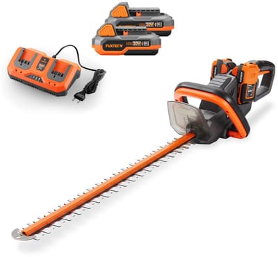 FUXTEC accu heggenschaar FX-E2HSSET 40V | 61 cm snijlengte | 26 mm snijdikte | 2x 20V Li-ion-accu | Draaibare handgreep | Elektrische rem | Heggenschaar voor struiken en heggen