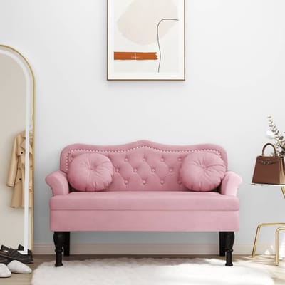vidaXL - Bankje - met - kussens - 120,5x65x75 - cm - fluweel - roze