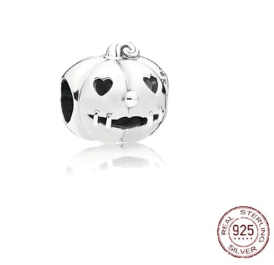 Fler® | Zilveren Bedels | Halloween Pompoen Charm | Kristal | Past op populaire bedel armbanden (standaard - 3mm) | armbandbedel | Bedel Bead