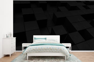 Behang - Fotobehang Kubus - Zwart - Wit - Patronen - Breedte 320 cm x hoogte 240 cm