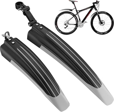 Daity Spatbordenset voor de fiets - verstelbare spatbordenset - voor- en achterspatborden - snelsluiting - verbreed en verdikt - geschikt voor mountainbikes en stadsfietsen - bescherming voor wielen van 20-26 inch.
