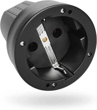 Schuko koppeling IP44 voor buiten - rubberen 230V koppeling met knikbescherming en trekontlasting, 16A en 3,7 kW