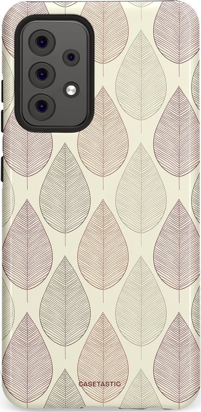 Casetastic hoesje geschikt voor Samsung Galaxy A52 (2021) 5G / Samsung Galaxy A52 (2021) 4G - Dubbellaagse bescherming - Botanisch retro bladeren dans - Fashion Case - Crème