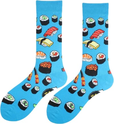 Sushi Sokken - Maat 37-41 - Grappige Sokken Dames/Heren met Japans Eten - Blauw