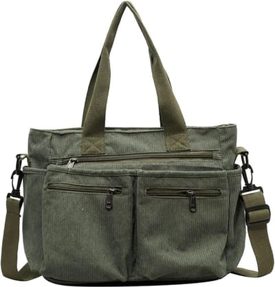 Famanu - Tote Bag Draagtas Van Koord Damesschoudertas Grote Shopper Schoudertassen Handtas Voor Werk Kantoor Reizen School (Groen)