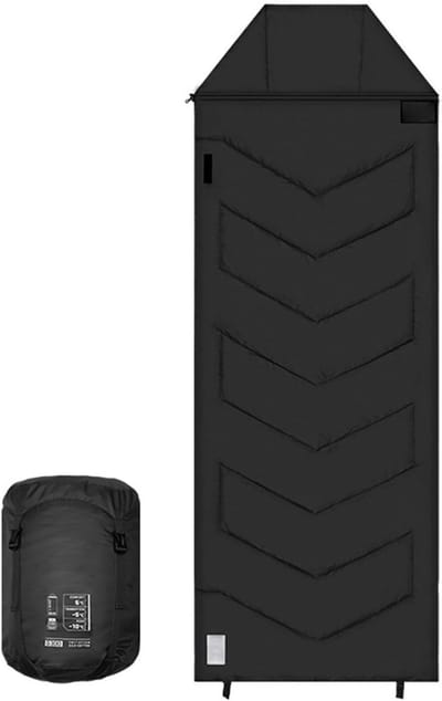 Winterslaapzak Volwassenen - Kampeerzak Outdoor - Koud Weer - Winddicht Regendicht - 220x80cm - Schemering Zwart