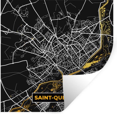 Muurstickers - Sticker Folie - Kaart - Saint-Quentin - Stadskaart - Frankrijk - Stadskaart - 100x100 cm - Plakfolie - Muurstickers Kinderkamer - Zelfklevend Behang XXL - Zelfklevend behangpapier - Stickerfolie