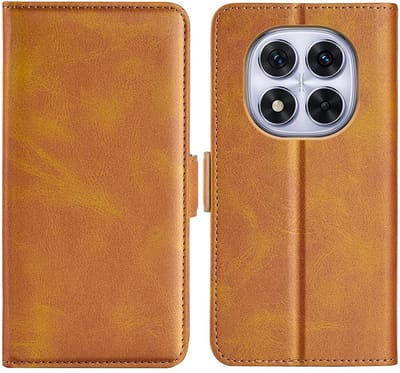 MobyDefend Hoesje - Geschikt voor Xiaomi Redmi Note 14 Pro 5G - Luxe Wallet Book Case (Sluiting Zijkant) - Lichtbruin