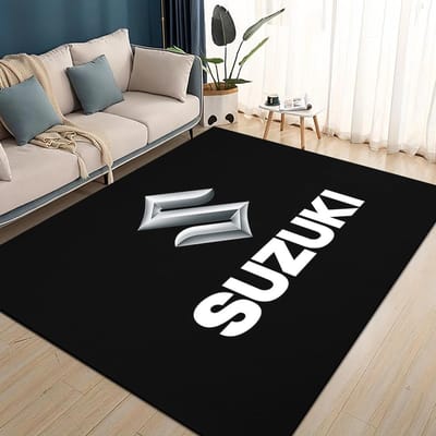 3D Raceauto S-SUZUKI Logo Motorfiets Tapijt Vloerkleed voor Woonkamer Slaapkamer Huis Sofa Decoratie, Kinderen spelen Antislip Vloermat 70x100cm( 27x39in )