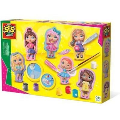 SES - Gips Gieten en schilderen - Fashion girls - Gips gieten - sneldrogend gips - met glitterlijm - knutselen meisjes - knutselpakket